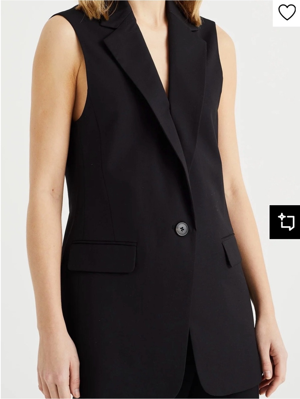 Eileen Fisher Black Sleeveless Tailored Blazer Vest